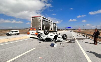 Afyonkarahisar'da otomobilin devrilmesi sonucu 4 kişi yaralandı