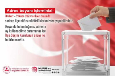 Adres beyanı işlemi 18 Mart-2 Nisan tarihleri arası