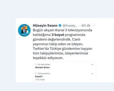 Aday adayı Sezen ve Kanal 3 Twitter’da gündem oldu