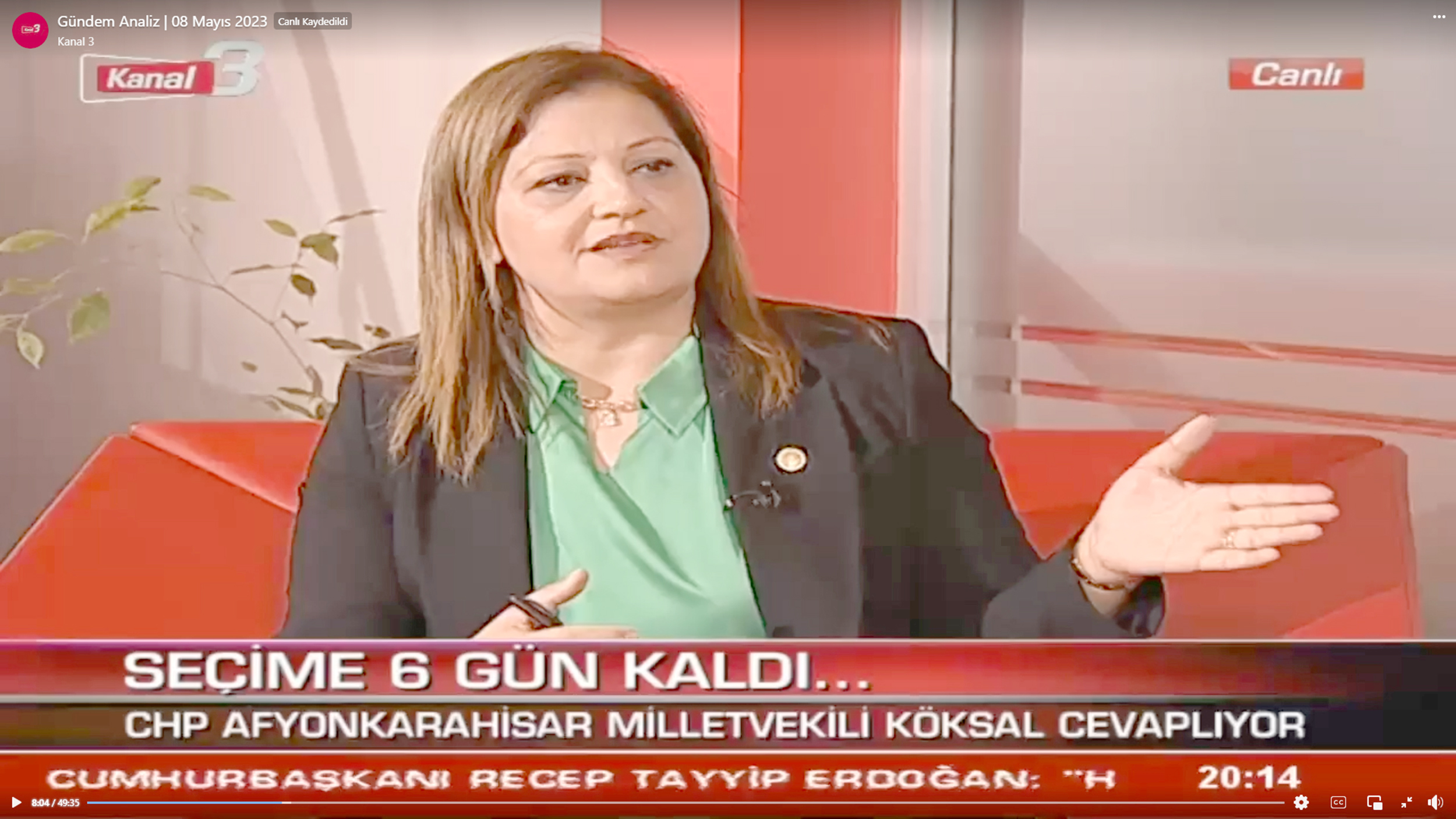 Kanal 3 ekranlarında Berna