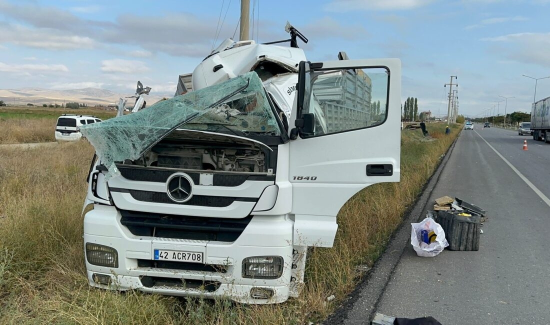 Afyonkarahisar’da kontrolden çıkarak beton