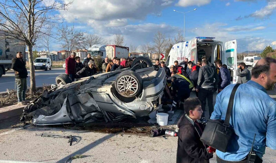 Afyonkarahisar’da yol ortasındaki refüjde