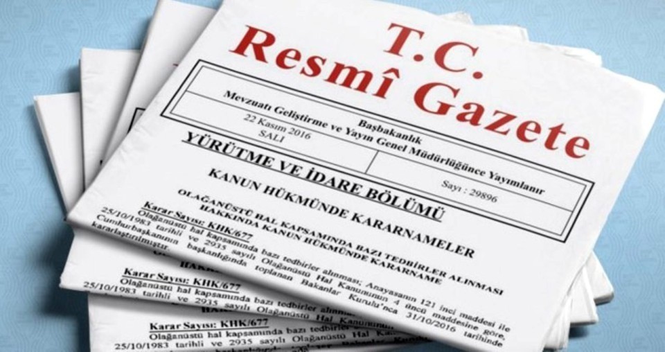 Resmi Gazete’de yayınlandı…