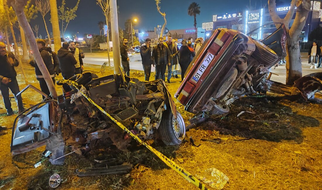 Adana'da ağaçlara çarpan otomobilin