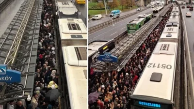İstanbul Avcılar’da metrobüs hattında yaşanan arıza nedeniyle seferler durma noktasına