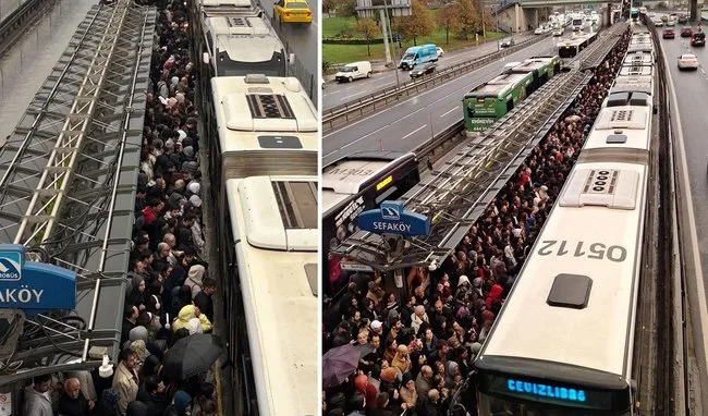 İstanbul Avcılar’da metrobüs hattında yaşanan arıza nedeniyle seferler durma noktasına