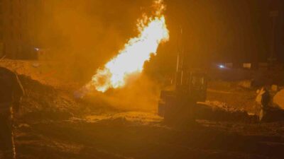 Olay, Hatay’ın Defne ilçesi Armutlu Mahallesi’nde, deprem konutlarının yapımının sürdüğü