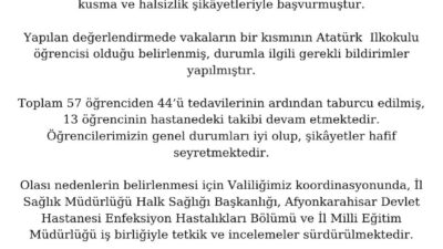 Yapılan ilk değerlendirmelerde vakaların bir kısmının Atatürk İlkokulu öğrencileri olduğu
