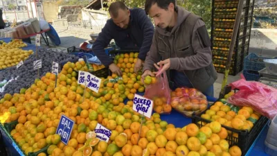 Eskişehir’de kurulan pazarlarda kış meyveleri arasında mandalina bu sezon öne