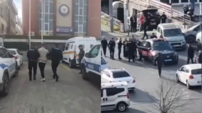 Büyükçekmece Adliyesi Ek Binası önünde sabah saatlerinde bir boşanma duruşması