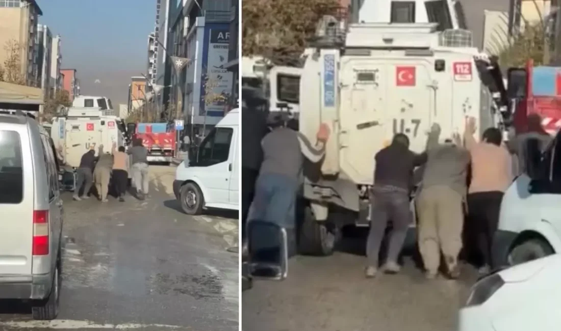 Hakkari Cengiz Topel Caddesi üzerinde seyir halindeyken arızalanan zırhlı polis