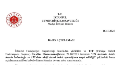İstanbul Cumhuriyet Başsavcılığı, TFF’nin futbolcu ve hakemlerin isimlerini açıklayarak sürecini