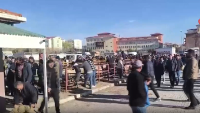 Sabahın erken saatlerinden itibaren pazara gelen küçükbaş hayvan üreticileri, besleyip