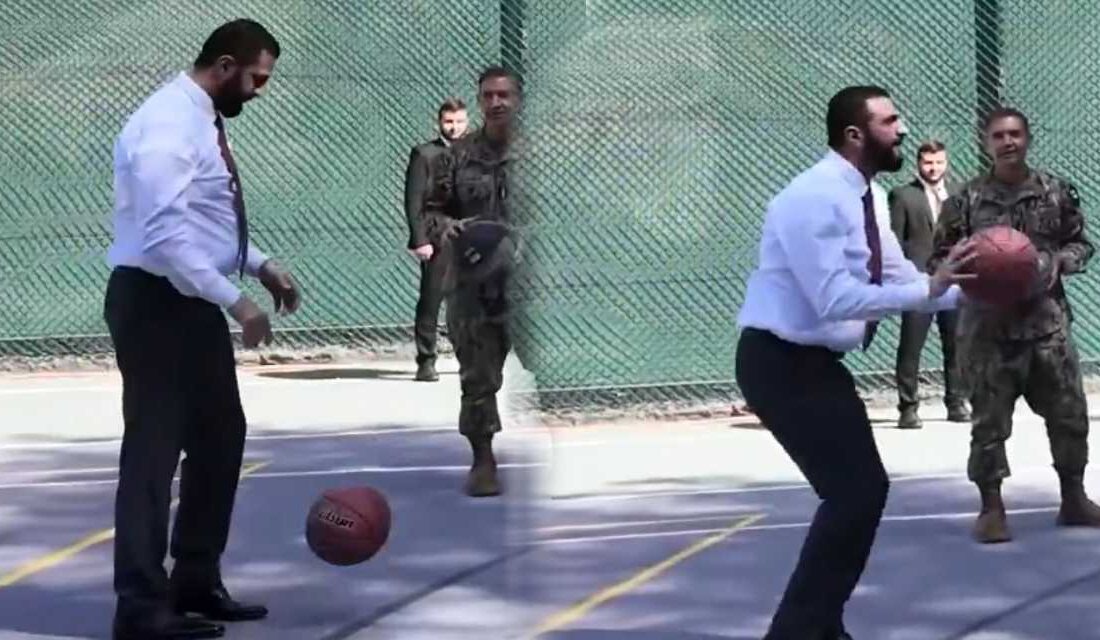 Şeybani’nin Instagram hesabındaki videoda, Şam’daki halk sarayında Cumhurbaşkanı Şara ve