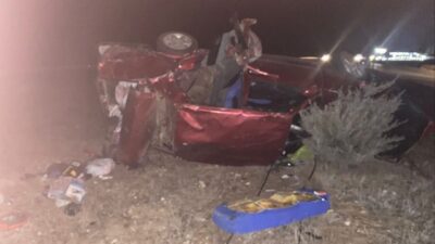 Afyonkarahisar’da kontrolden çıkarak takla atıp şarampole yuvarlanan Tofaş marka otomobilin