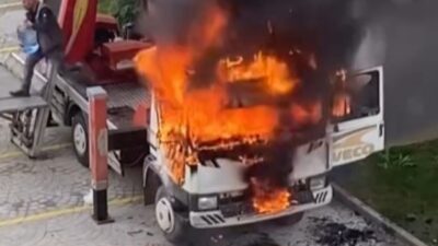 Eşya taşıma vincinin bağlı olduğu kamyonun kabin kısmında henüz belirlenemeyen