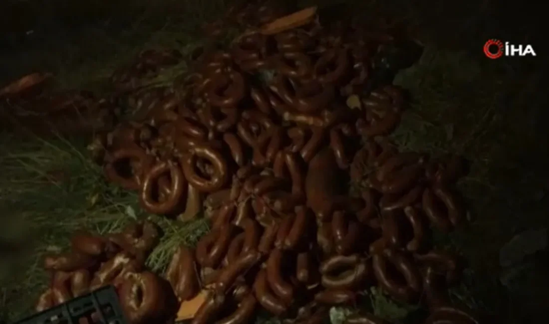 Gölbaşı ilçesi Karşıyaka Mahallesi’nde boş bir arazide çok miktarda et