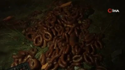 Gölbaşı ilçesi Karşıyaka Mahallesi’nde boş bir arazide çok miktarda et