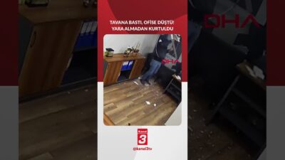 Ordu’nun Ünye ilçesinde, arkadaşının ofisindeki tadilatı izleyen bir kişi, dalgınlıkla
