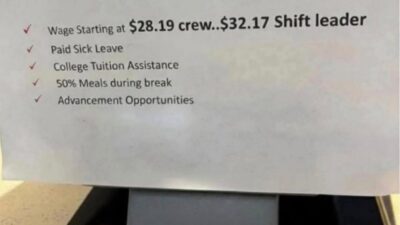 Yayımlanan ilanda, fast food sektöründeki temel pozisyonlar için sunulan ücret