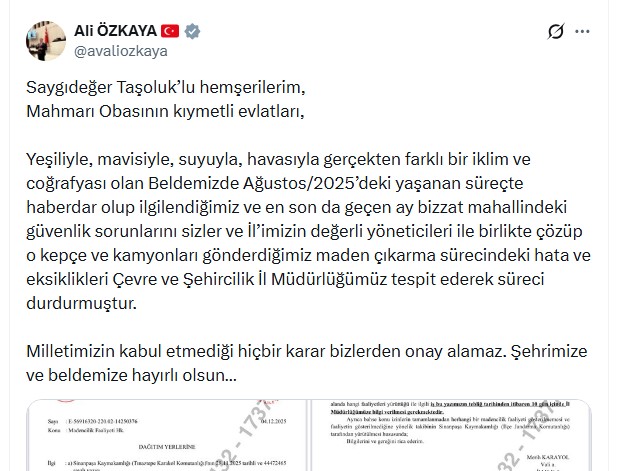 Özkaya, bölgede Ağustos 2025’te başlayan süreçte yaşanan güvenlik sorunlarının hem