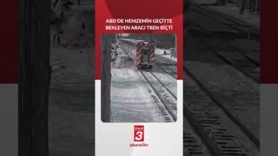 ABD’de hemzemin geçitte bekleyen bir araca tren çarptı. Çarpmanın etkisiyle