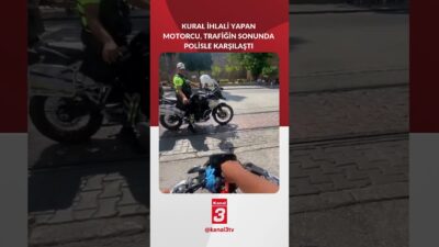 Trafiğin önüne geçmek için kural ihlali yapan motorcu, trafiğin sonunda