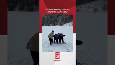 Trabzon’da gençler buz tutmuş gölün üzerinde zıplarken suya düştü! 📶https://kanal3.com.tr/