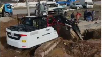 Barajdan gelerek ilçe içme suyu şebekesine bağlanan büyük çaplı ana