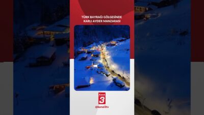 Türk Bayrağı gölgesinde karlı Ayder manzarası! 📶https://kanal3.com.tr/ Sosyal Medya Hesaplarımızı
