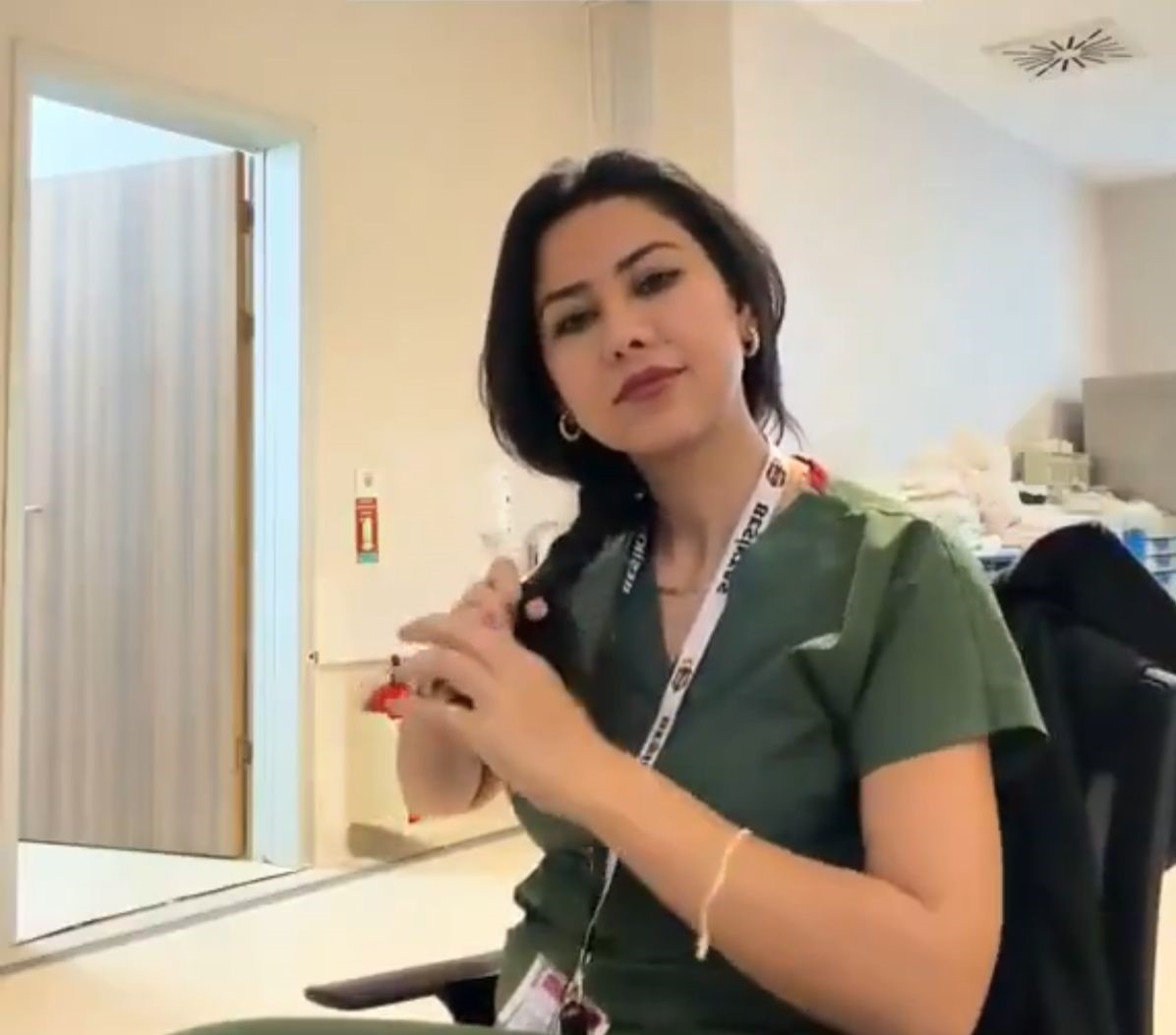 Kocaeli'deki bir kamu hastanesinde görev başındayken çektiği videoyu sosyal medyada