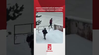 Kars’ın Selim ilçesinde rahatsızlanan annesini kucağına alarak Halk Sağlığı Merkezi’ne