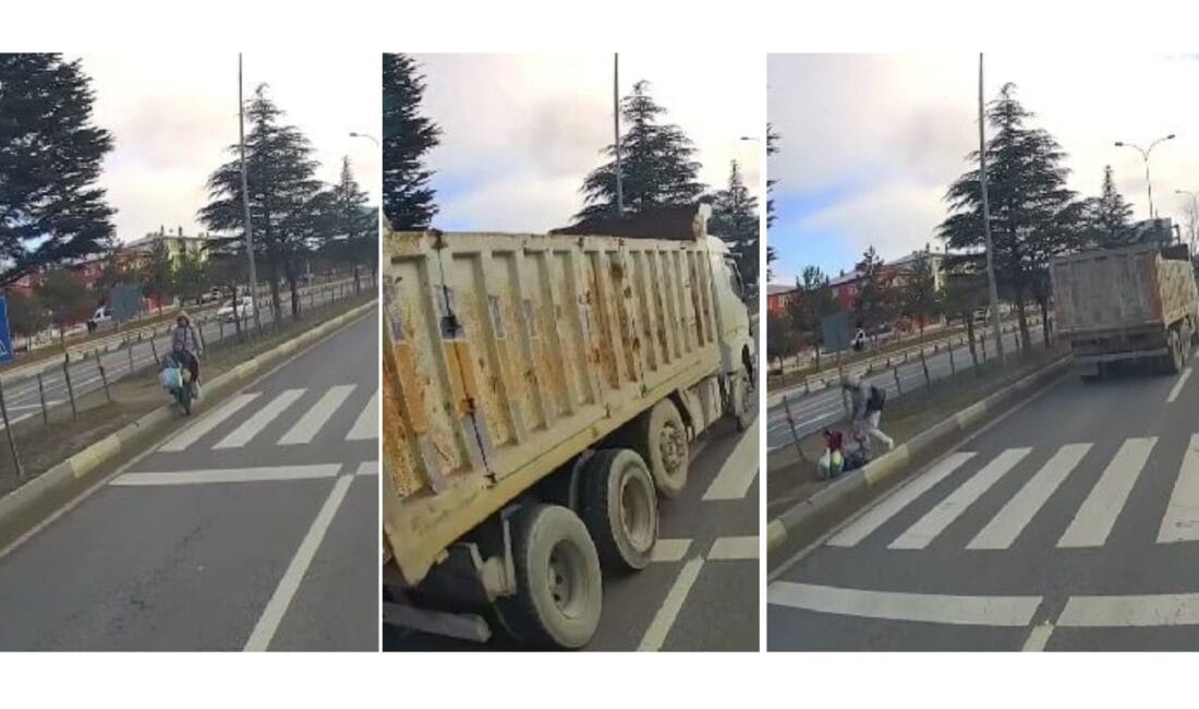 Kütahya'da bir kamyonun, yaya geçidinden geçmeye çalışan kadın ve çocuğun