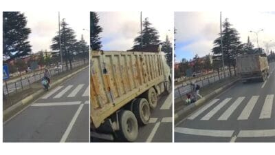 Kütahya'da bir kamyonun, yaya geçidinden geçmeye çalışan kadın ve çocuğun