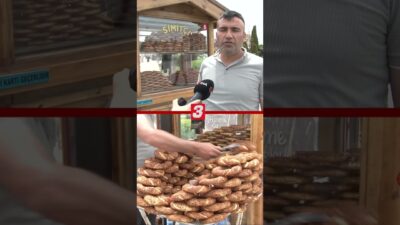Seyyar tezgâhında simit ve tatlı satan Sercan Aydın, gelen müşterilerin