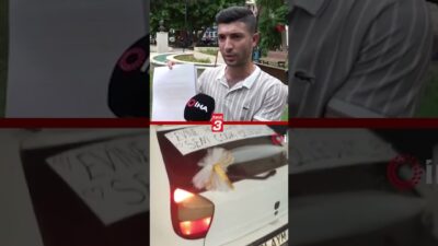 Adana’ya dönen eşini otogarda balonlar ve yazılar ile süslediği otomobiliyle