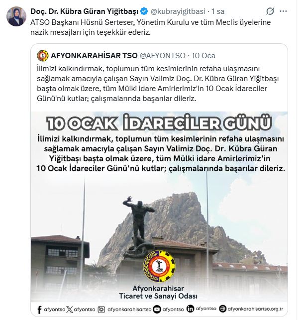 Afyonkarahisar Ticaret ve Sanayi Odası (ATSO), 10 Ocak İdareciler Günü