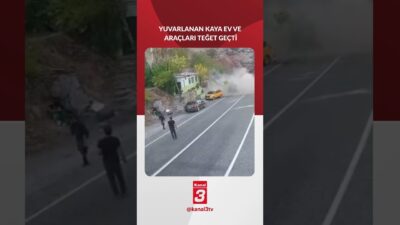 Tunceli-Erzincan karayolunda, dağlık alanda yapılan çalışma sırasında kopan kaya parçası,