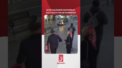 Tekirdağ’ın Çorlu ilçesinde seyir halindeki motosiklet alev aldı. Sürücü aracı