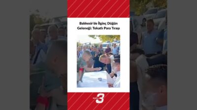 Balıkesir’de düğün geleneği: Damat tıraş olurken, tokat atıp para takılıyor.