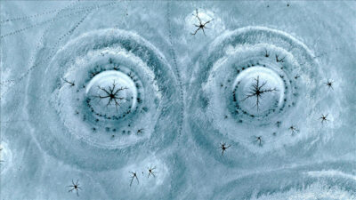 Kayseri'nin Develi ilçesindeki Gümüşören Barajı'nda, soğuk havanın etkisiyle oluşan ve