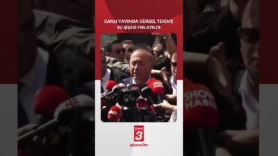 Gürsel Tekin’e açıklama yaptığı sırada su şişesi fırlatılarak saldırı girişimi