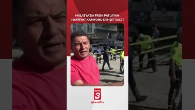 Malatya’da freni patlayan mıcır yüklü hafriyat kamyonu, ışıkta bekleyen ve