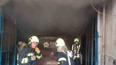 Afyonkarahisar’da bir tamirhanede sobaya dökülen yanıcı maddenin parlaması sonucu çıkan