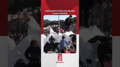 Aydın’da yıllardır kar görmeyen çocuklara karne hediyesi olarak 3 kamyon