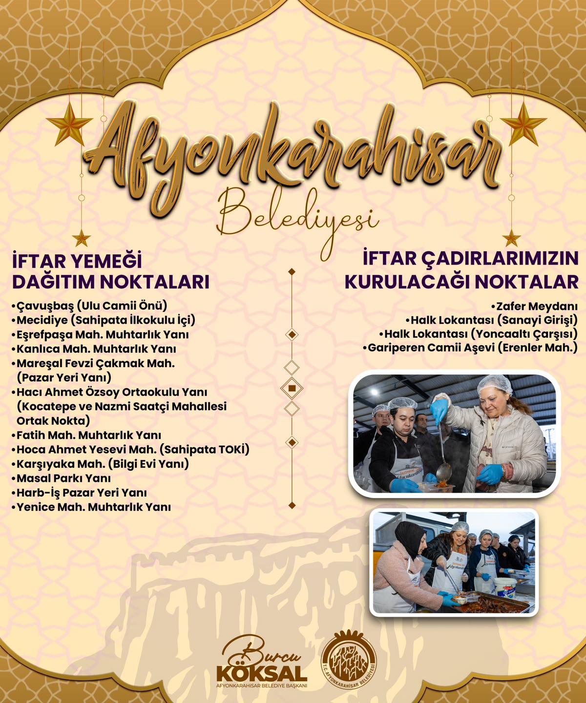 Afyonkarahisar Belediyesi, mübarek ramazan ayı boyunca kentin dört bir yanına