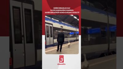 Polonya’da bir yolcu trene binerken geride unuttuğu kazını fark edince