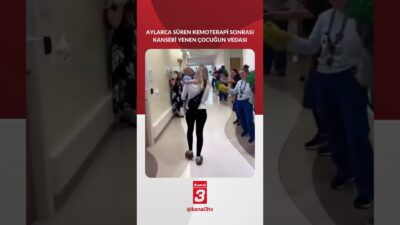 Aylarca süren kemoterapi tedavisi sonrası kanseri yenen çocuğun duygusal vedası