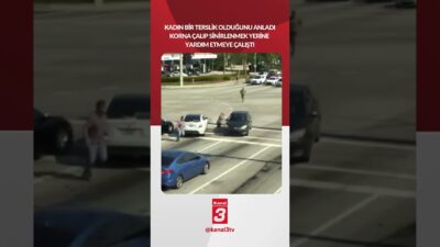 Bir terslik olduğunu anlayan kadın, sinirlenip korna çalmak yerine yardım