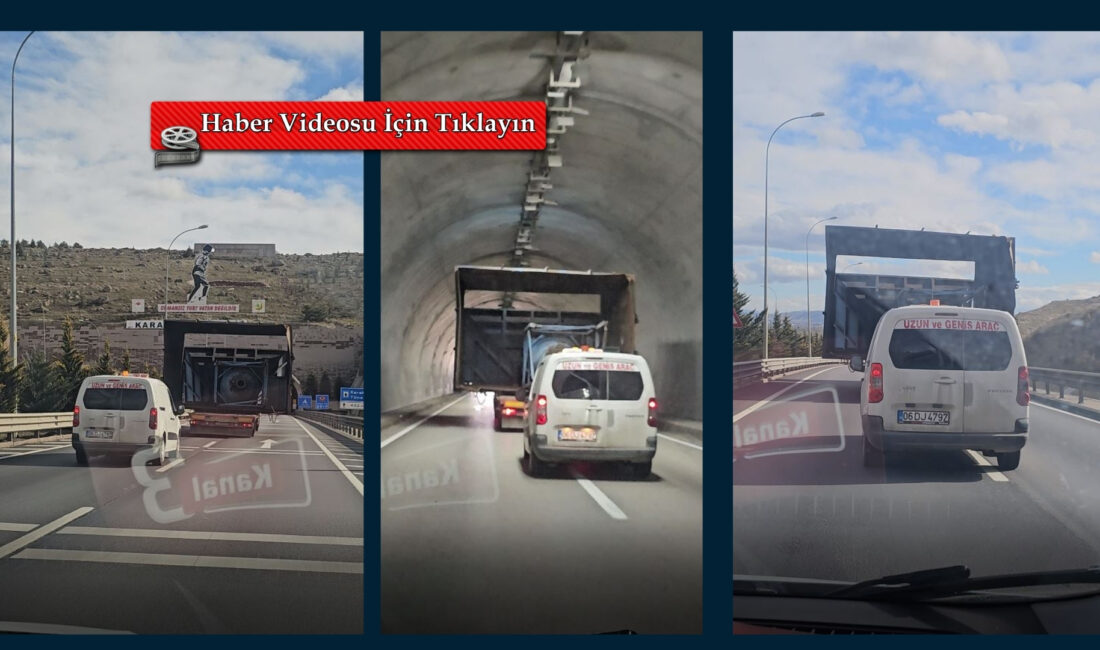 Afyonkarahisar-İzmir Karayolu’nda seyir halindeki bir çekicinin taşıdığı dev makine parçası,